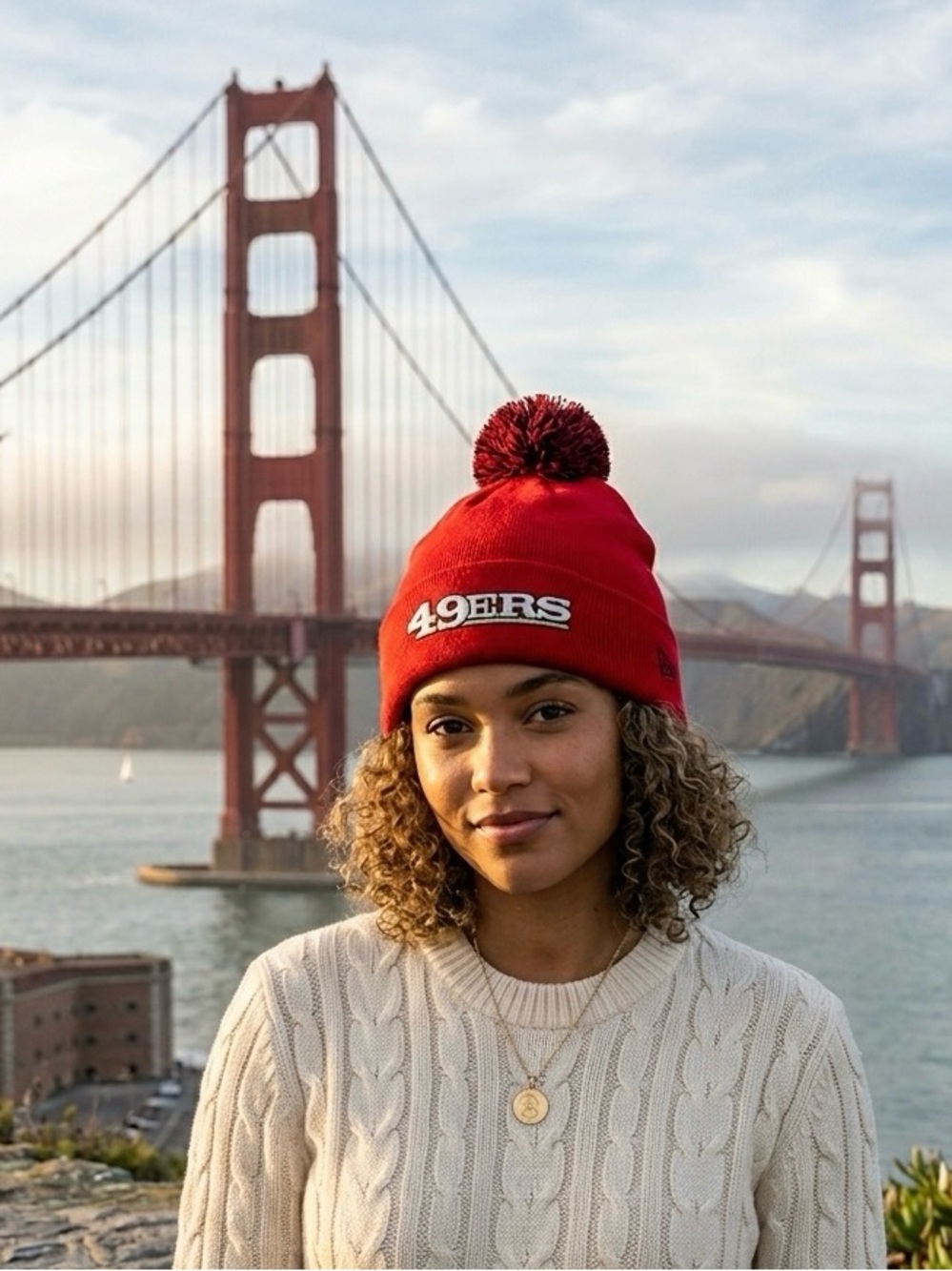 🎉HP🎉 🏈❤️💛 49ers Pom-Pom Knitted Beanie